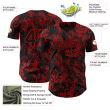 Charger l'image dans la galerie, Custom Black Red 3D Pattern Design Flower Authentic Baseball Jersey
