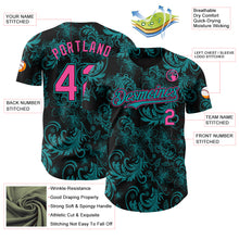 Charger l'image dans la galerie, Custom Black Pink-Teal 3D Pattern Design Flower Authentic Baseball Jersey
