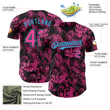 Charger l'image dans la galerie, Custom Black Pink-Sky Blue 3D Pattern Design Flower Authentic Baseball Jersey
