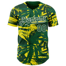 Load image into Gallery viewer, Custom Green White 3D Hawaii Palm Leaves Authentic Baseball Jersey
