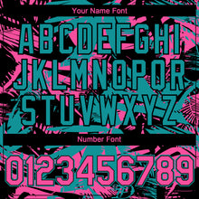 Load image into Gallery viewer, Custom Black Pink-Teal 3D Hawaii Palm Leaves Authentic Baseball Jersey
