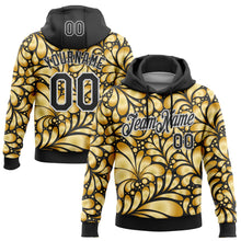Load image into Gallery viewer, Custom Stitched Black White 3D Pattern Design Golden Subtle Floral Sports Pullover Sweatshirt Hoodie

