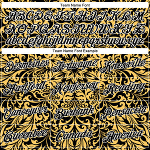 Custom Stitched Black White 3D Pattern Design Golden Subtle Floral Sports Pullover Sweatshirt Hoodie