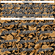 Load image into Gallery viewer, Custom Stitched Black White 3D Pattern Design Golden Subtle Floral Sports Pullover Sweatshirt Hoodie

