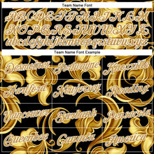 Load image into Gallery viewer, Custom Stitched Black Old Gold-White 3D Pattern Design Golden Subtle Floral Sports Pullover Sweatshirt Hoodie
