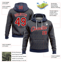 Загрузить изображение в средство просмотра галереи, Custom Stitched Navy Red Gold-White 3D Pattern Design Wave Geometric Shape Sports Pullover Sweatshirt Hoodie
