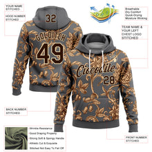 Load image into Gallery viewer, Custom Stitched Steel Gray Brown-Cream 3D Pattern Design Golden Subtle Floral Sports Pullover Sweatshirt Hoodie
