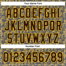 Load image into Gallery viewer, Custom Stitched Steel Gray Brown-Yellow 3D Pattern Design Golden Subtle Floral Sports Pullover Sweatshirt Hoodie
