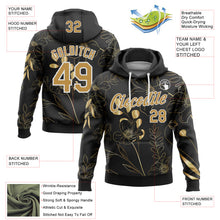 Load image into Gallery viewer, Custom Stitched Black Old Gold-White 3D Pattern Design Golden Subtle Floral Sports Pullover Sweatshirt Hoodie

