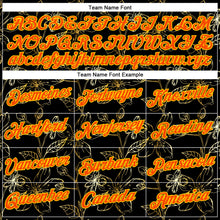 Load image into Gallery viewer, Custom Stitched Black Orange-Yellow 3D Pattern Design Golden Subtle Floral Sports Pullover Sweatshirt Hoodie
