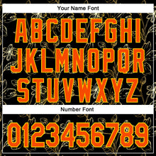 Load image into Gallery viewer, Custom Stitched Black Orange-Yellow 3D Pattern Design Golden Subtle Floral Sports Pullover Sweatshirt Hoodie
