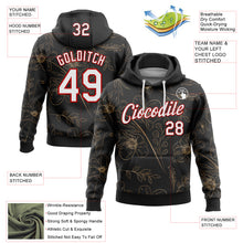 Load image into Gallery viewer, Custom Stitched Black White-Red 3D Pattern Design Golden Subtle Floral Sports Pullover Sweatshirt Hoodie
