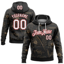 Load image into Gallery viewer, Custom Stitched Black White-Red 3D Pattern Design Golden Subtle Floral Sports Pullover Sweatshirt Hoodie

