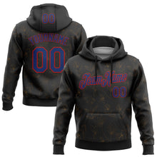 Load image into Gallery viewer, Custom Stitched Black Royal-Red 3D Pattern Design Golden Subtle Floral Sports Pullover Sweatshirt Hoodie
