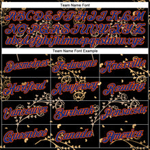 Load image into Gallery viewer, Custom Stitched Black Royal-Orange 3D Pattern Design Golden Subtle Floral Sports Pullover Sweatshirt Hoodie
