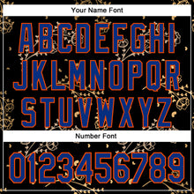 Load image into Gallery viewer, Custom Stitched Black Royal-Orange 3D Pattern Design Golden Subtle Floral Sports Pullover Sweatshirt Hoodie
