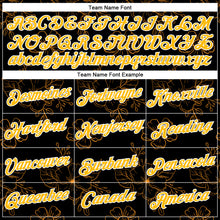Load image into Gallery viewer, Custom Stitched Black Gold-White 3D Pattern Design Golden Subtle Floral Sports Pullover Sweatshirt Hoodie
