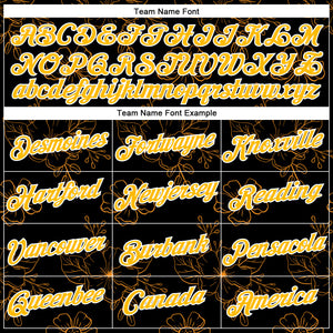 Custom Stitched Black Gold-White 3D Pattern Design Golden Subtle Floral Sports Pullover Sweatshirt Hoodie