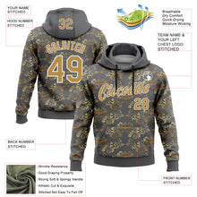 Load image into Gallery viewer, Custom Stitched Steel Gray Old Gold-White 3D Pattern Design Golden Subtle Floral Sports Pullover Sweatshirt Hoodie

