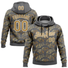 Load image into Gallery viewer, Custom Stitched Steel Gray Old Gold-White 3D Pattern Design Golden Subtle Floral Sports Pullover Sweatshirt Hoodie
