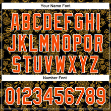 Load image into Gallery viewer, Custom Stitched Black Orange-White 3D Pattern Design Golden Subtle Floral Sports Pullover Sweatshirt Hoodie
