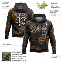 Load image into Gallery viewer, Custom Stitched Black White 3D Pattern Design Golden Subtle Floral Sports Pullover Sweatshirt Hoodie
