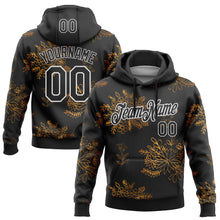 Load image into Gallery viewer, Custom Stitched Black White 3D Pattern Design Golden Subtle Floral Sports Pullover Sweatshirt Hoodie
