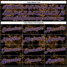 Load image into Gallery viewer, Custom Stitched Black Dark Purple-Old Gold 3D Pattern Design Golden Subtle Floral Sports Pullover Sweatshirt Hoodie
