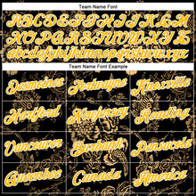 Load image into Gallery viewer, Custom Stitched Black Gold-White 3D Pattern Design Golden Subtle Floral Sports Pullover Sweatshirt Hoodie
