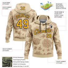 Загрузить изображение в средство просмотра галереи, Custom Stitched City Cream Gold-Navy 3D Pattern Design Subtle Floral Sports Pullover Sweatshirt Hoodie
