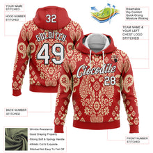 Load image into Gallery viewer, Custom Stitched Red White Cream-Black 3D Pattern Design Ethnic Paisley Floral Bandana Sports Pullover Sweatshirt Hoodie
