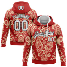Load image into Gallery viewer, Custom Stitched Red White Cream-Black 3D Pattern Design Ethnic Paisley Floral Bandana Sports Pullover Sweatshirt Hoodie
