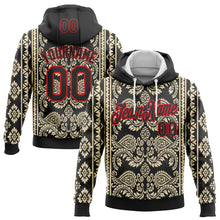 Load image into Gallery viewer, Custom Stitched Black Cream-Fire Red 3D Pattern Design Ethnic Paisley Floral Bandana Sports Pullover Sweatshirt Hoodie
