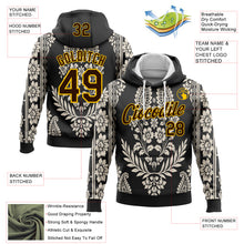 Load image into Gallery viewer, Custom Stitched Black Brown Cream-Yellow 3D Pattern Design Ethnic Paisley Floral Bandana Sports Pullover Sweatshirt Hoodie
