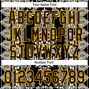 Custom Stitched Black Brown Cream-Yellow 3D Pattern Design Ethnic Paisley Floral Bandana Sports Pullover Sweatshirt Hoodie