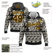 Load image into Gallery viewer, Custom Stitched Black Brown Cream-Yellow 3D Pattern Design Ethnic Paisley Floral Bandana Sports Pullover Sweatshirt Hoodie
