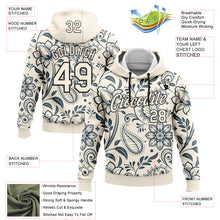 Laden Sie das Bild in den Galerie-Viewer, Custom Stitched Cream Black 3D Pattern Design Ethnic Paisley Floral Bandana Sports Pullover Sweatshirt Hoodie
