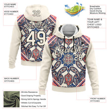 Laden Sie das Bild in den Galerie-Viewer, Custom Stitched Cream Black 3D Pattern Design Ethnic Paisley Floral Bandana Sports Pullover Sweatshirt Hoodie
