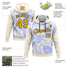 Laden Sie das Bild in den Galerie-Viewer, Custom Stitched Cream Gold-Navy 3D Pattern Design Ethnic Paisley Floral Bandana Sports Pullover Sweatshirt Hoodie
