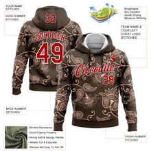 Laden Sie das Bild in den Galerie-Viewer, Custom Stitched Brown Red-White 3D Pattern Design Ethnic Paisley Floral Bandana Sports Pullover Sweatshirt Hoodie
