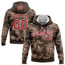Laden Sie das Bild in den Galerie-Viewer, Custom Stitched Brown Red-White 3D Pattern Design Ethnic Paisley Floral Bandana Sports Pullover Sweatshirt Hoodie
