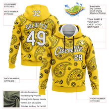 Load image into Gallery viewer, Custom Stitched Yellow White-Steel Gray 3D Pattern Design Ethnic Paisley Floral Bandana Sports Pullover Sweatshirt Hoodie
