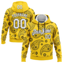 Load image into Gallery viewer, Custom Stitched Yellow White-Steel Gray 3D Pattern Design Ethnic Paisley Floral Bandana Sports Pullover Sweatshirt Hoodie
