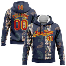 Laden Sie das Bild in den Galerie-Viewer, Custom Stitched Navy Red-Yellow 3D Pattern Design Ethnic Paisley Floral Bandana Sports Pullover Sweatshirt Hoodie
