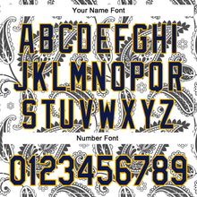 Загрузить изображение в средство просмотра галереи, Custom Stitched White Navy-Gold 3D Pattern Design Ethnic Paisley Floral Bandana Sports Pullover Sweatshirt Hoodie
