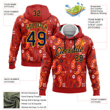 Charger l&#39;image dans la galerie, Custom Stitched Red Navy-Gold 3D Pattern Design Ethnic Paisley Floral Bandana Sports Pullover Sweatshirt Hoodie
