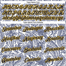 Загрузить изображение в средство просмотра галереи, Custom Stitched White Navy-Gold 3D Pattern Design Ethnic Paisley Floral Bandana Sports Pullover Sweatshirt Hoodie
