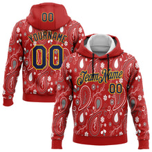 Charger l&#39;image dans la galerie, Custom Stitched Red Navy-Gold 3D Pattern Design Ethnic Paisley Floral Bandana Sports Pullover Sweatshirt Hoodie
