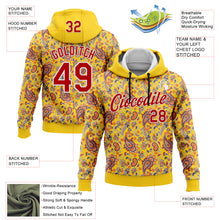 Load image into Gallery viewer, Custom Stitched Yellow Red-White 3D Pattern Design Ethnic Paisley Floral Bandana Sports Pullover Sweatshirt Hoodie
