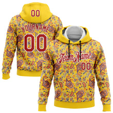 Load image into Gallery viewer, Custom Stitched Yellow Red-White 3D Pattern Design Ethnic Paisley Floral Bandana Sports Pullover Sweatshirt Hoodie
